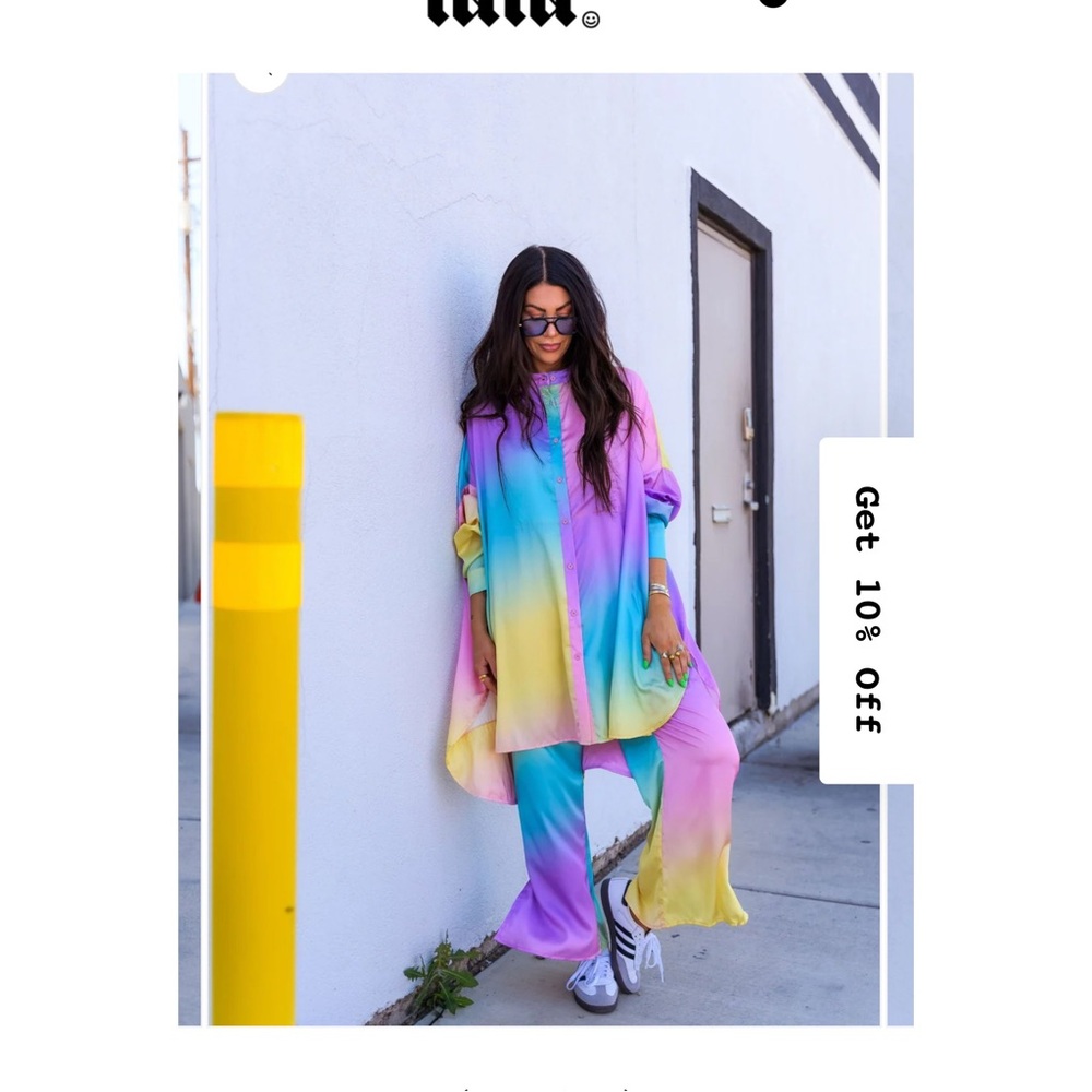 Dressed in Lala Satin Playsuit in Rainbow Daydream - NWT